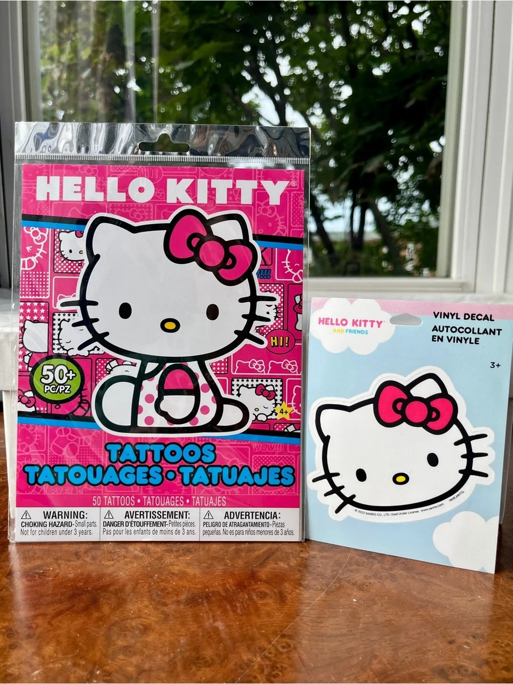 Hello Kitty 50-Piece Temporary Tattoo Pack & 3x4” Vinyl Decal Sticker